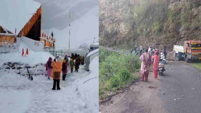 हेमकुंड साहिब में बर्फबारी. वहीं भारी बारिश से चेलुसैंण देवीखेत मोटरमार्ग बाधित