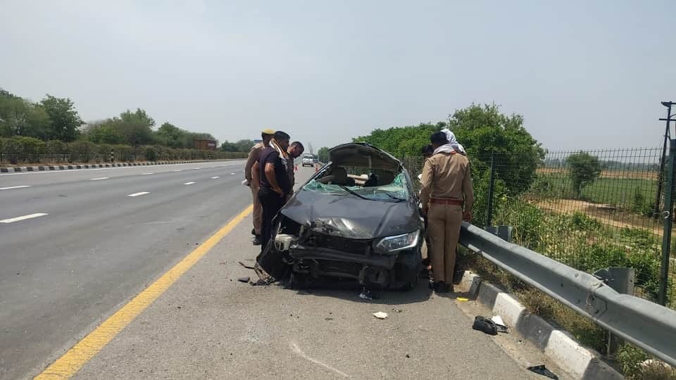 Horrific Highway Crash: Car At 140 Kmph Flips After Tyre Burst child Flung 5 Feet High Into Deep Ditch