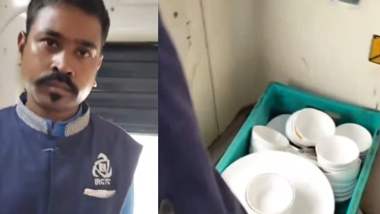 IRCTC staff washing utensils in train toilet video went viral on social media