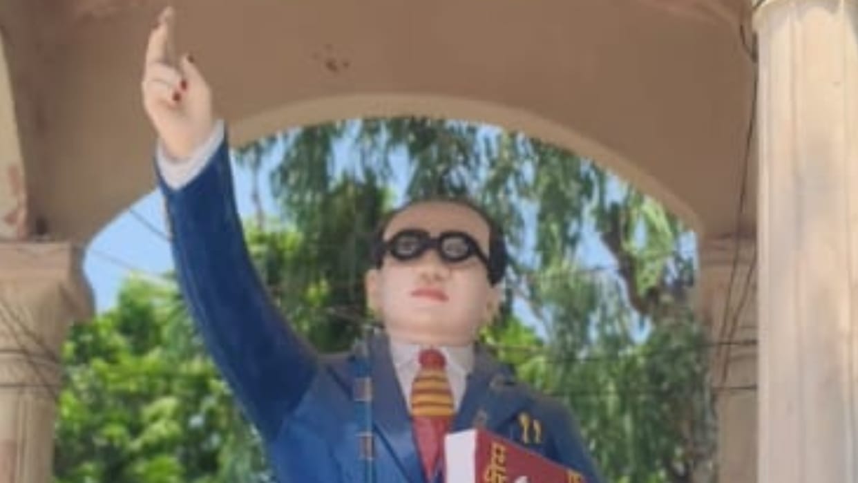 Ambedkar statue desecrated near police station in Shahjahanpur