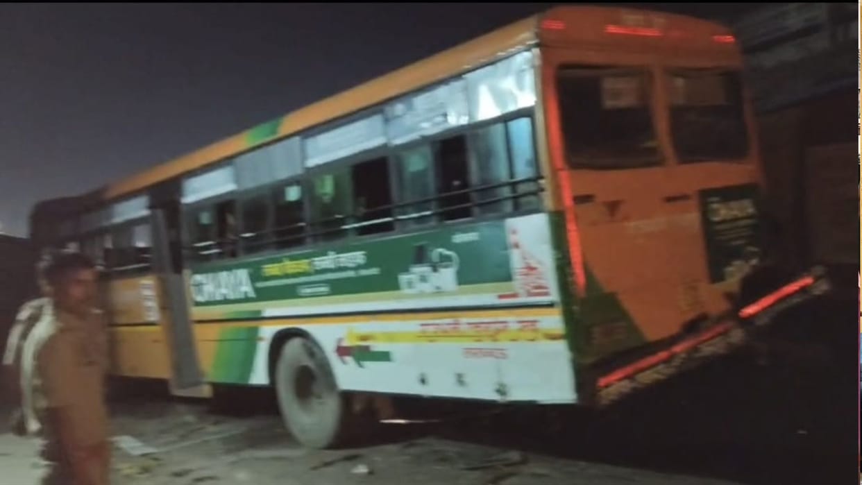 Uncontrolled roadways bus collided with DCM and fell from over bridge, 12 passengers injured