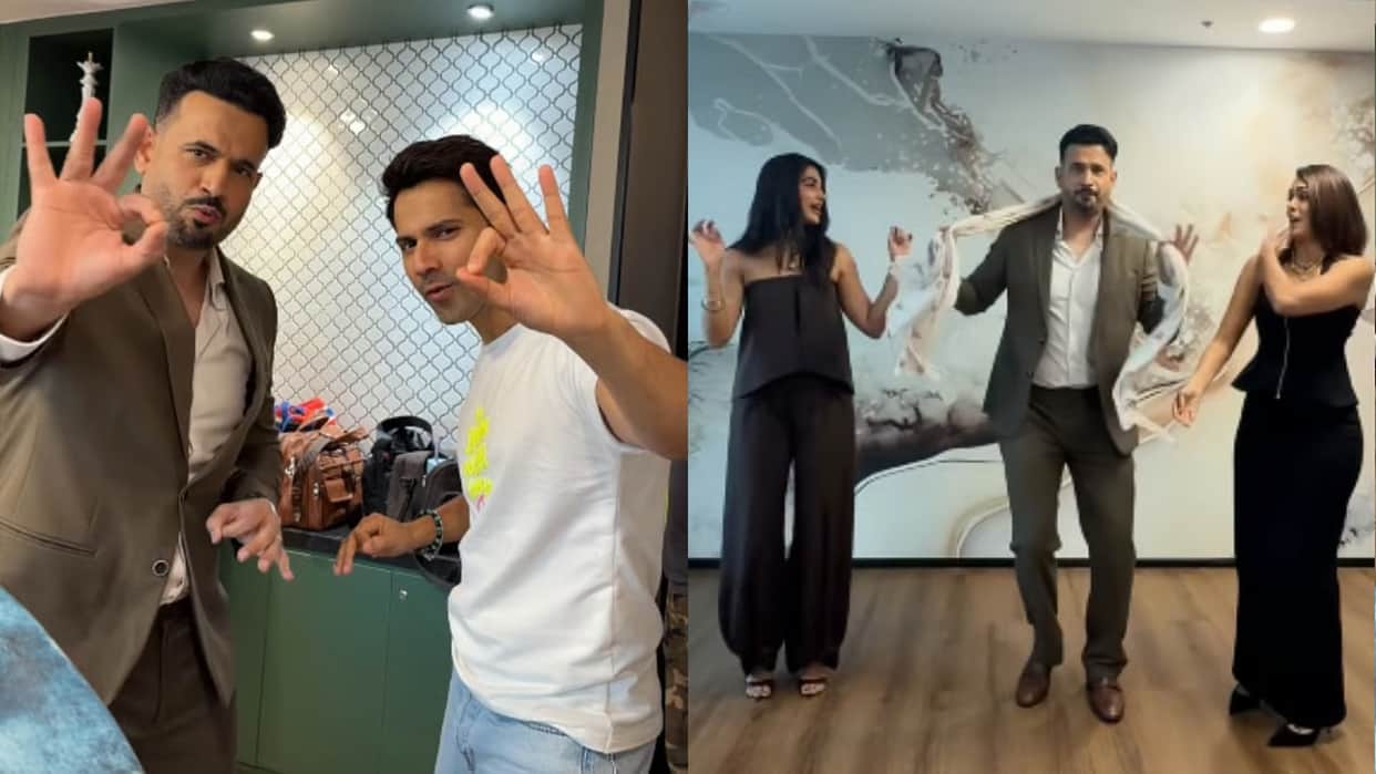 Irfan Pathan Dances With Varun Dhawan Mrunal Thakur and Pooja Hegde On hai jawani toh ishq hona hai song