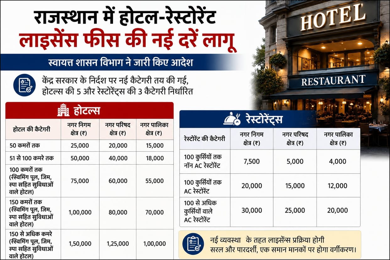 Rajasthan Introduces New Annual Licence Fee Structure for Hotels and Restaurants