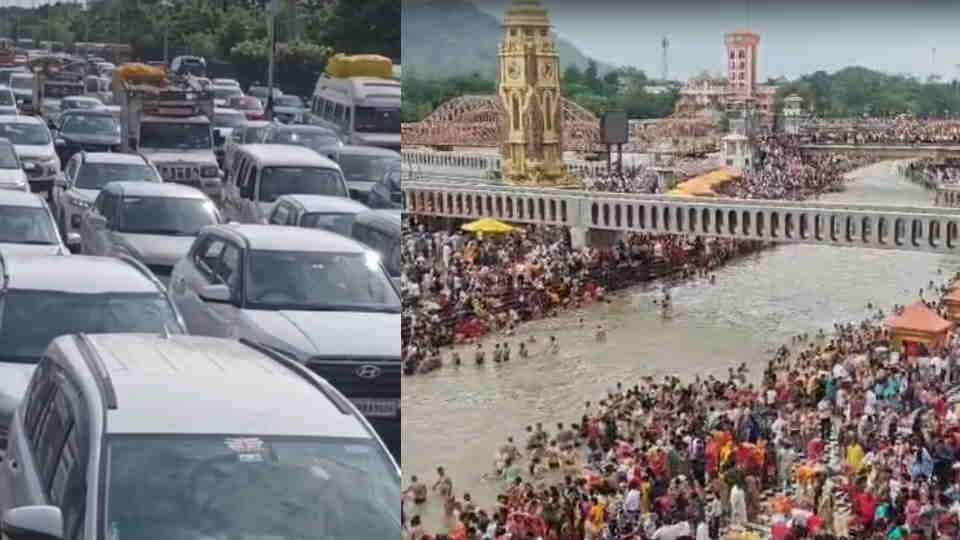 Haridwar: Weekend and Purnima Bath Lead to Massive Traffic Jams Even Walking Becomes Difficult