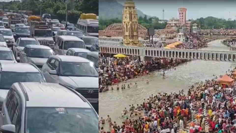 Haridwar: Weekend and Purnima Bath Lead to Massive Traffic Jams Even Walking Becomes Difficult
