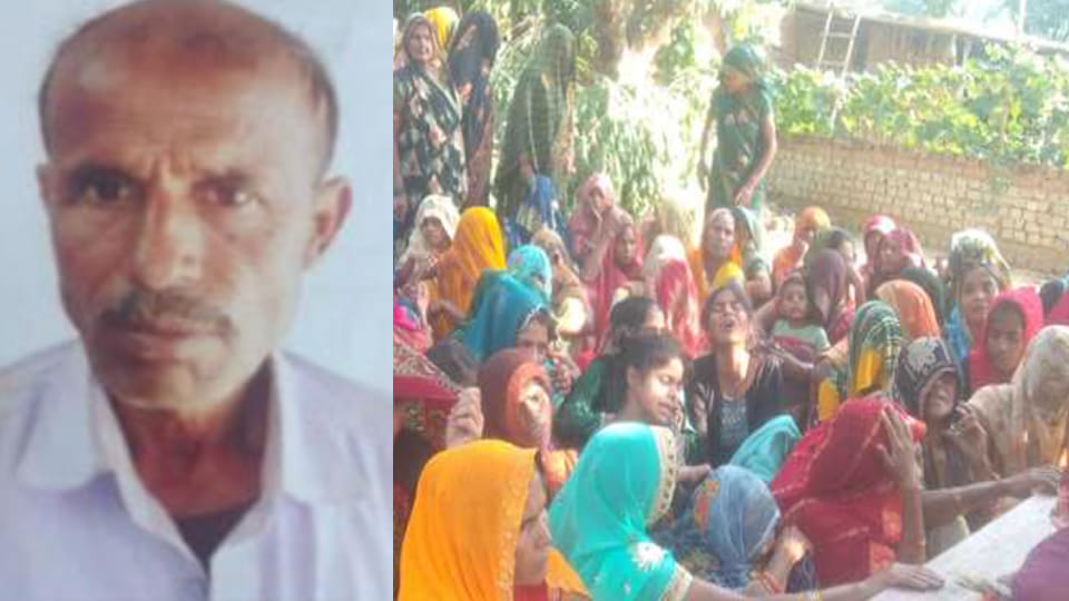 संत राम की फाइल फोटो व बिलखते परिजन