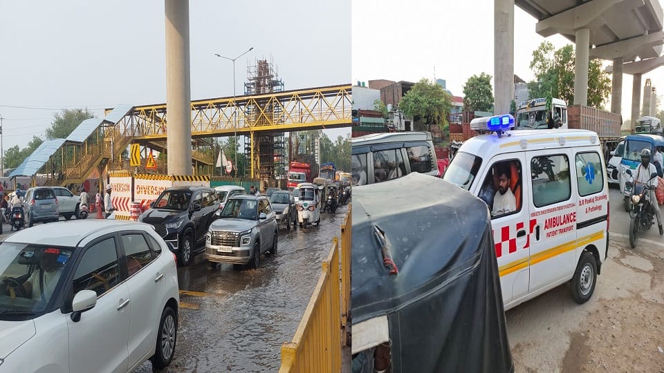 Rainwater-Logging-Causes-Traffic-Jam-On-Agra-Highway-Vehicles-Stuck-For-Hours