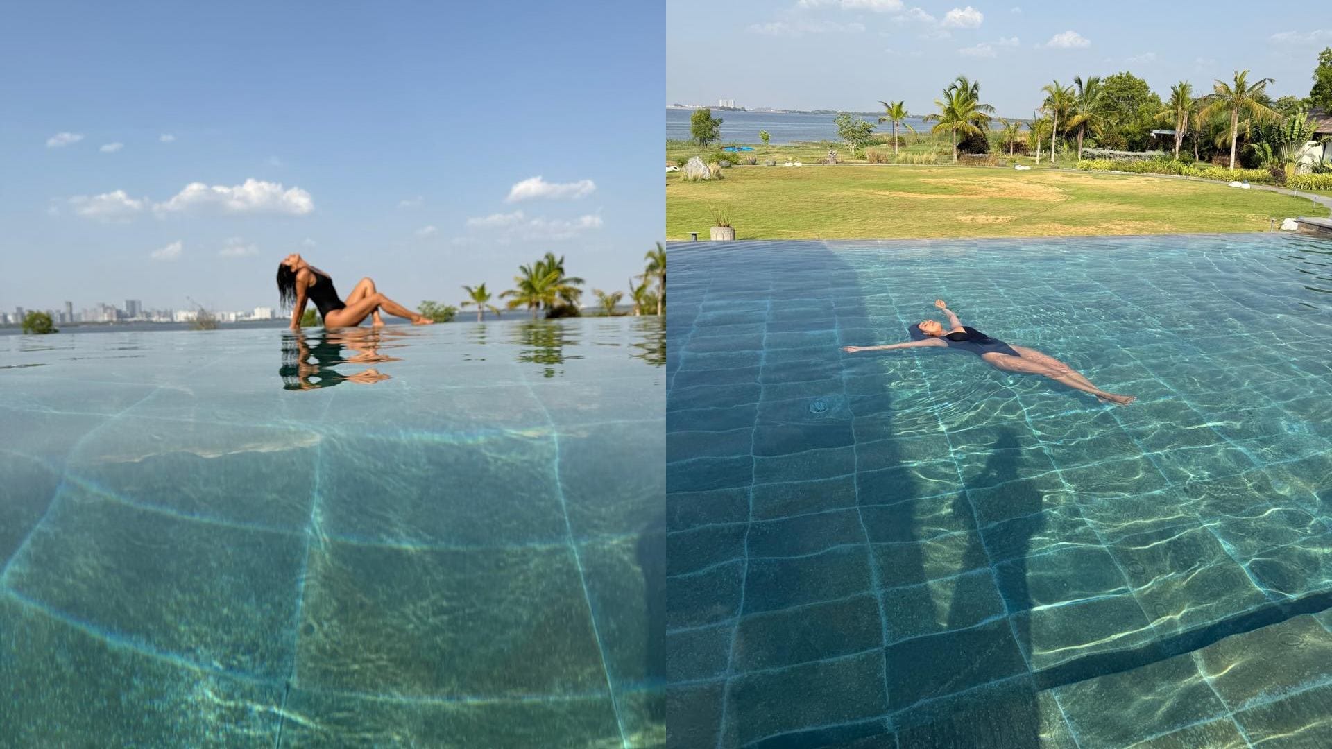 Priyanka Chopra took some time for her during Varanasi Shoot give pose in Bikini in pool