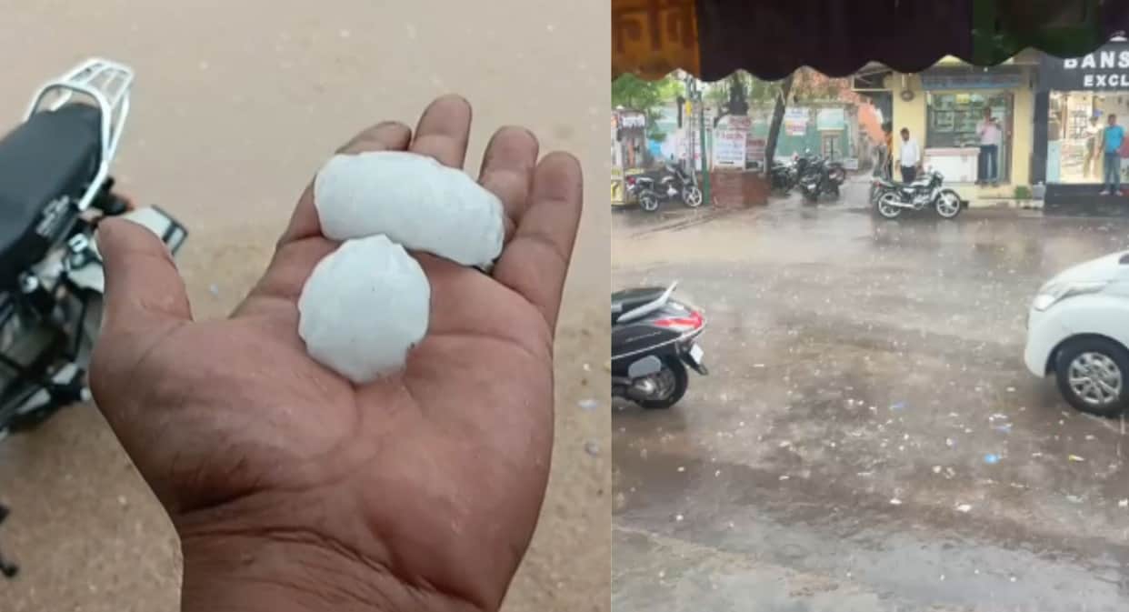 Nagaur Weather Update Hailstones Like Stones Rain Down Amid Severe Heatwave, Bringing Relief
