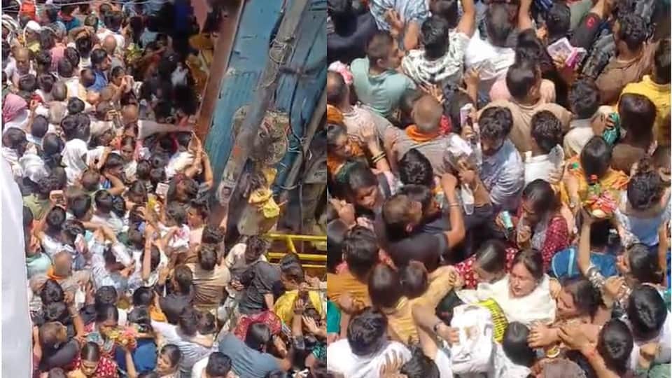 Heavy Rush at Vrindavan Banke Bihari Temple on Purnima Causes Chaos