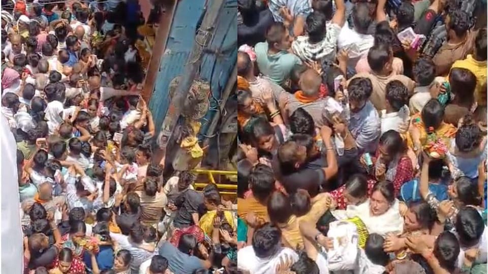 Heavy Rush at Vrindavan Banke Bihari Temple on Purnima Causes Chaos