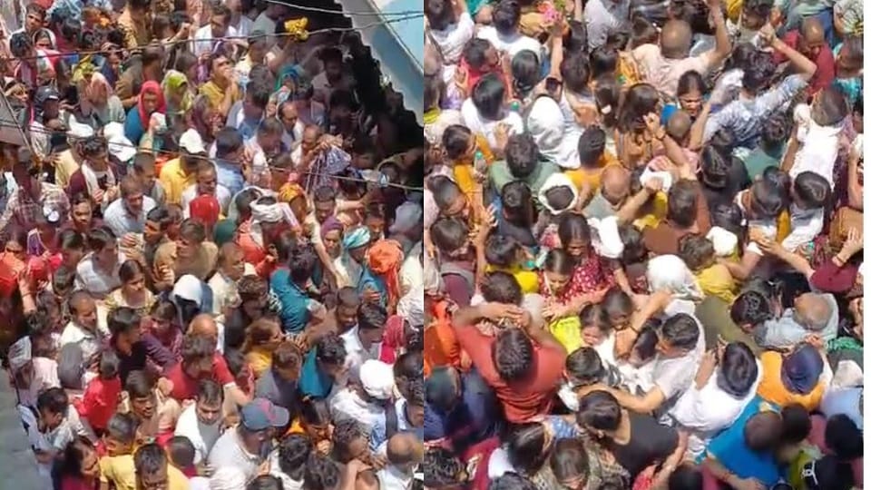 Heavy Rush at Vrindavan Banke Bihari Temple on Purnima Causes Chaos