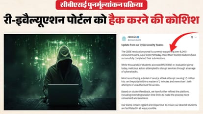 CBSE: री-इवैल्यूएशन पोर्टल पर बड़ा साइबर हमला, 2 मिनट में आए 15 लाख हिट, अब तक 16 हजार छात्रों ने भरा फॉर्म CBSE Revaluation Portal Faces Cyberattack Attempt Over 16000 Students Complete Applications