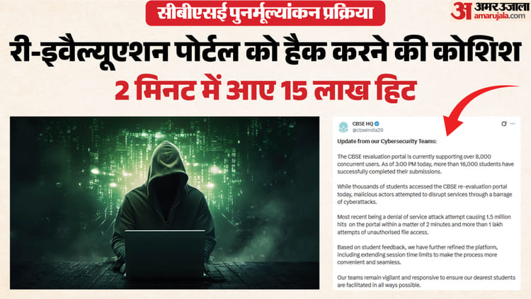 CBSE: री-इवैल्यूएशन पोर्टल पर साइबर अटैक की कोशिश, 2 मिनट में आए 15 लाख हिट; 16 हजार छात्रों ने किया आवेदन