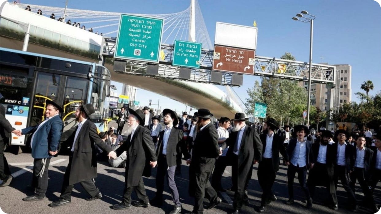 israel military conscription ultra orthodox jews violent protests political crisis updates