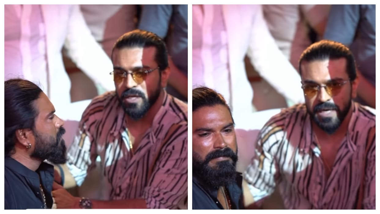 Ram Charan bodyguard threw fan aside then at peddi event actor affectionately called him over fans reaction