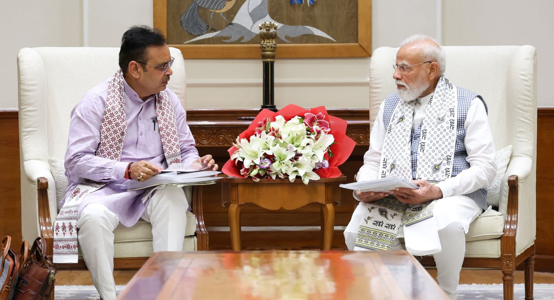 पीएम मोदी और सीएम भजनलाल शर्मा की मुलाकात हुई