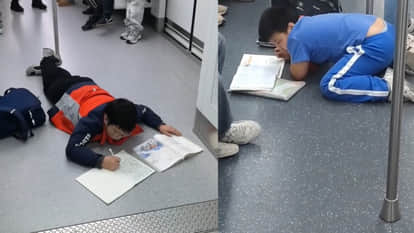 China metro children were studying while lying down video goes viral