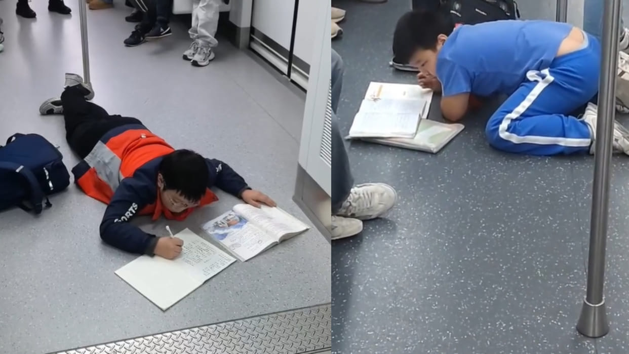 China metro children were studying while lying down video goes viral
