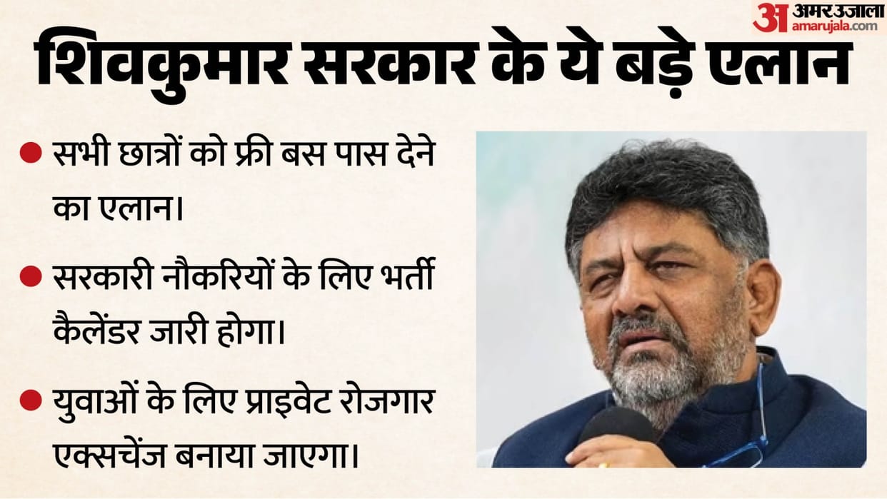 DK Shivakumar makes announcement in Karnataka promising free bus passes for students employment for youth