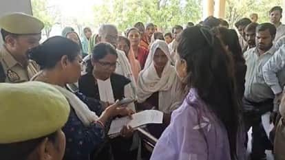 Women Arrive Collectorate Holding Stones Allege Fragments Fall on Our Homes During Blasting