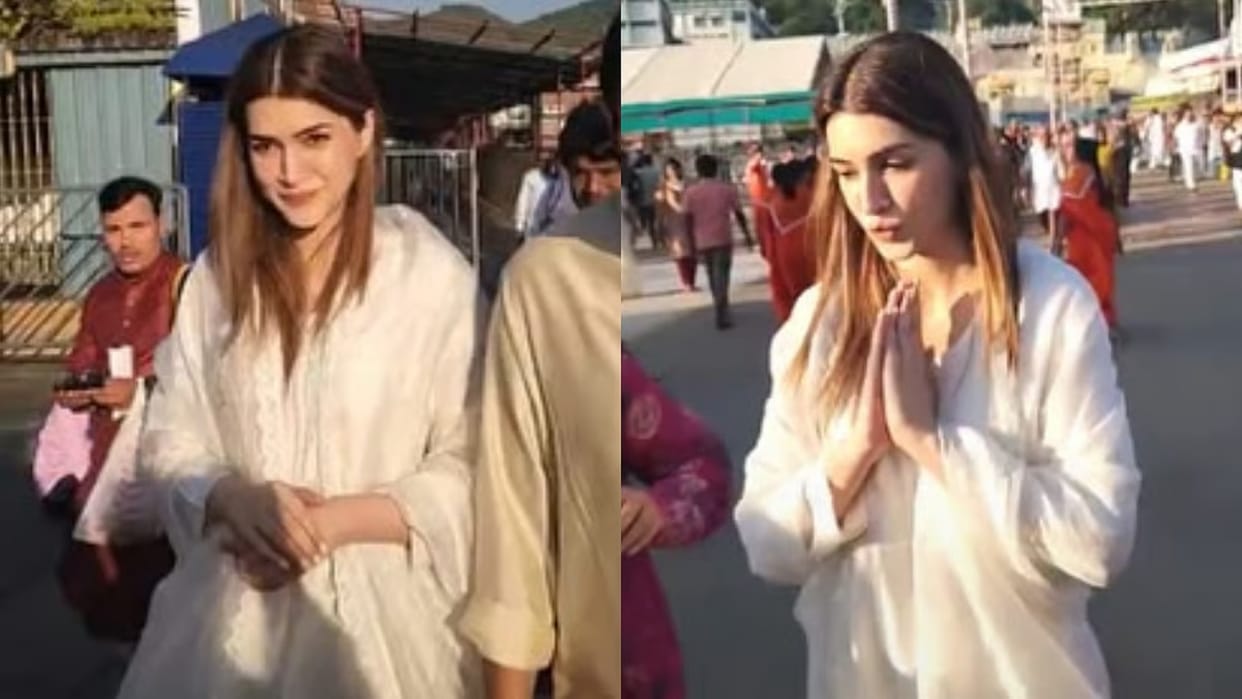 Kriti Sanon visited the Tirumala Temple in Andhra Pradesh before her upcoming film cocktail 2 release