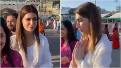 Kriti Sanon visited the Tirumala Temple in Andhra Pradesh before her upcoming film cocktail 2 release