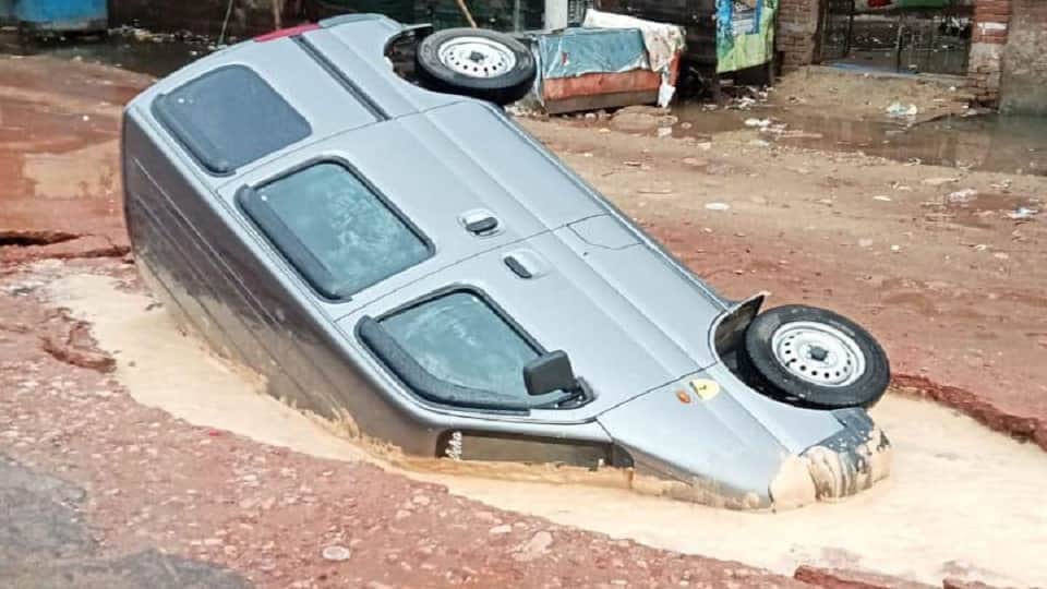 CM Grid Road Project Exposed After Rain 12 Vehicles Trapped as Roads Cave In