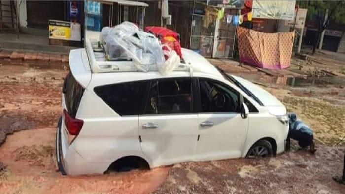 CM Grid Road Project Exposed After Rain 12 Vehicles Trapped as Roads Cave In