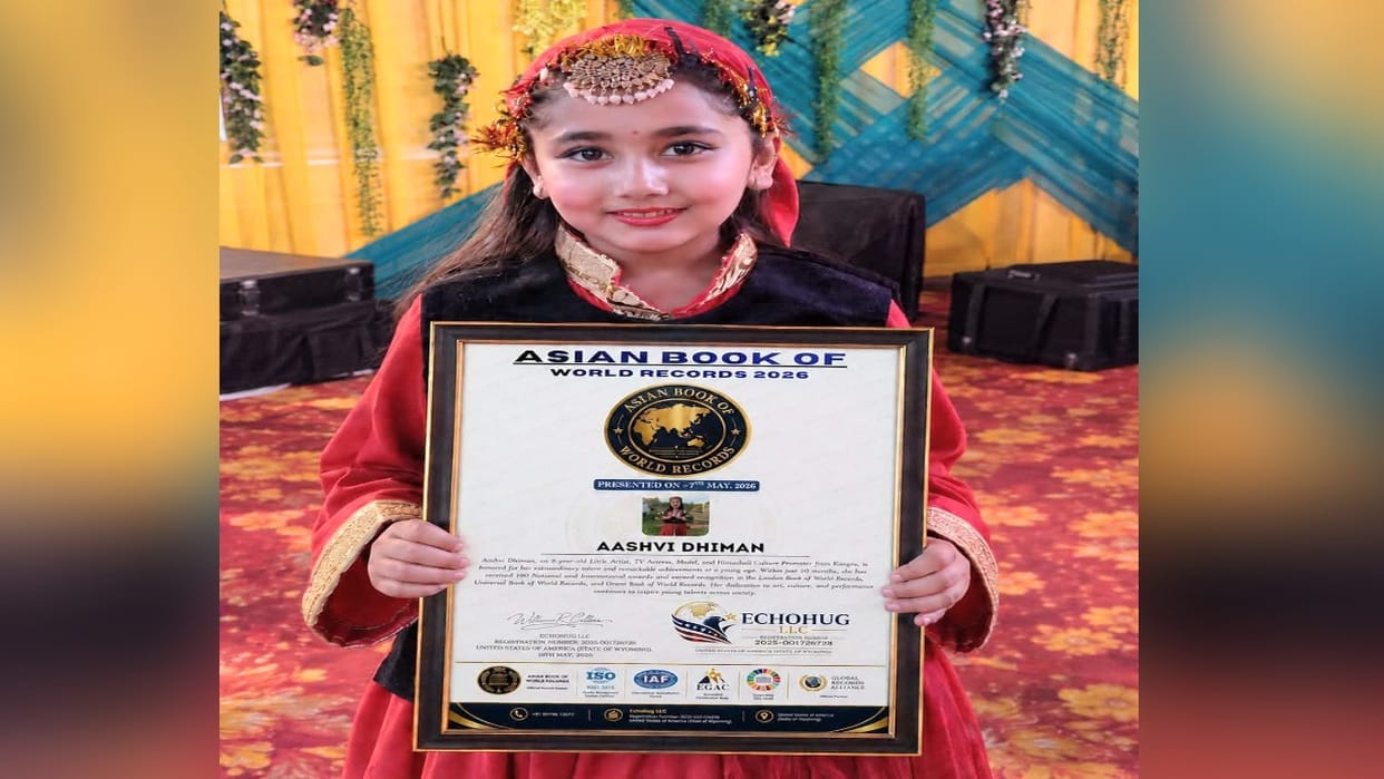 Ashvi Dhiman honored with Asian Book of World Records