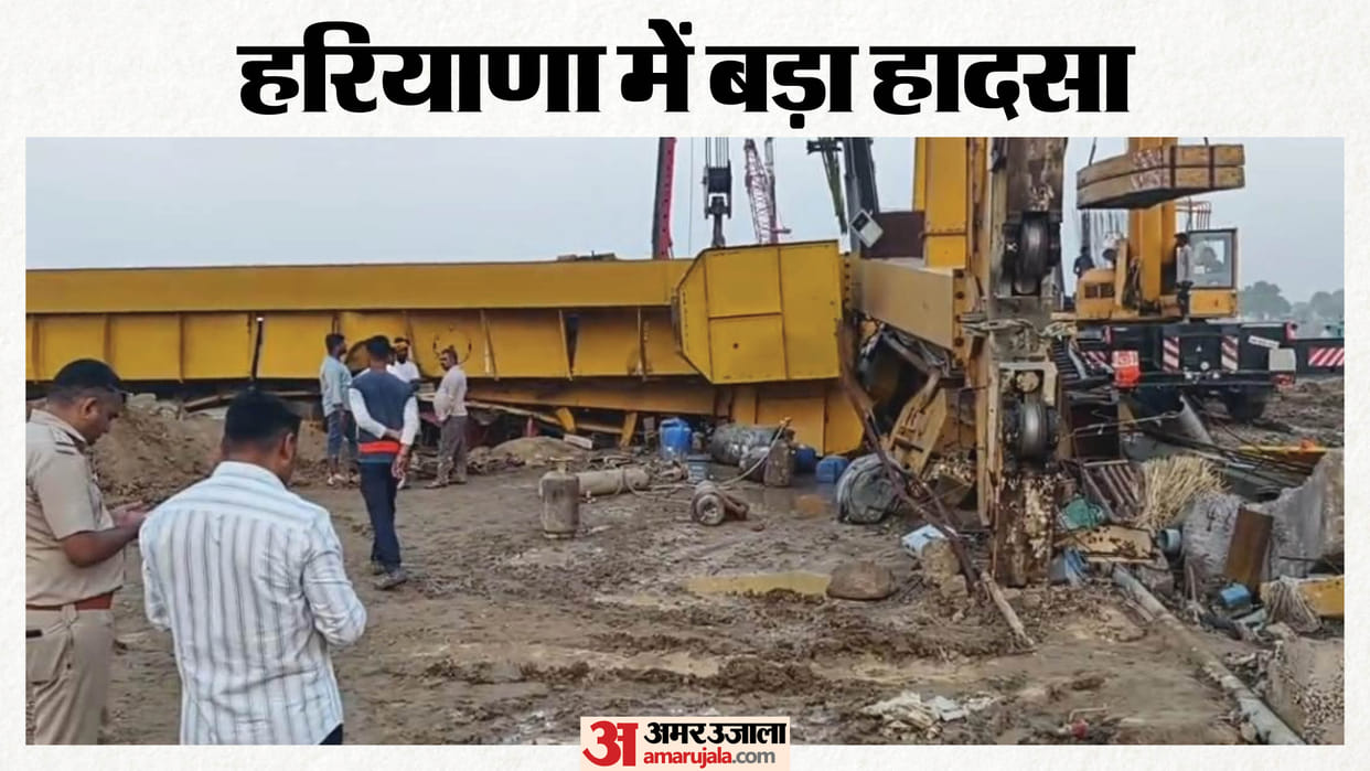 Crane Falls from Under-Construction Flyover on Ballabhgarh Jewar Expressway
