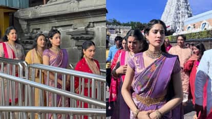 Janhvi Kapoor went to Tirumala Mandir Barefoot talk to Fans before Peddi Release