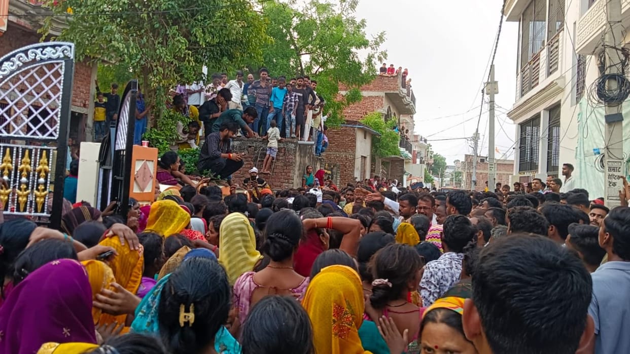 Uproar Follows Encounter Vineet Rai Murder Accused Protesters Stage Sit-in with Body Pelt Police Stones
