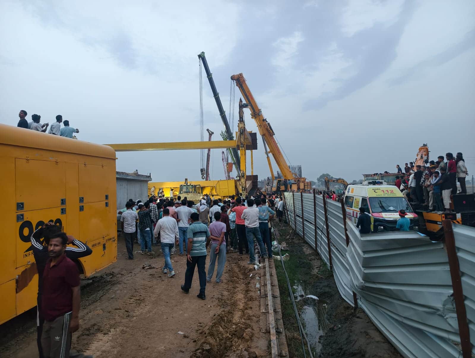 Crane Falls from Under-Construction Flyover on Ballabhgarh Jewar Expressway