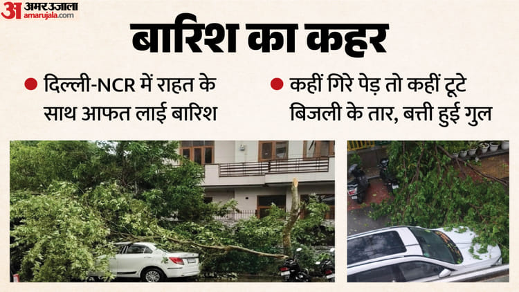 तस्वीरों में दिल्ली-NCR की तूफानी बारिश: 80-100 KM प्रति घंटा की हवा! कई जगह गिरे पेड़; जहां-तहां फंसे लोग