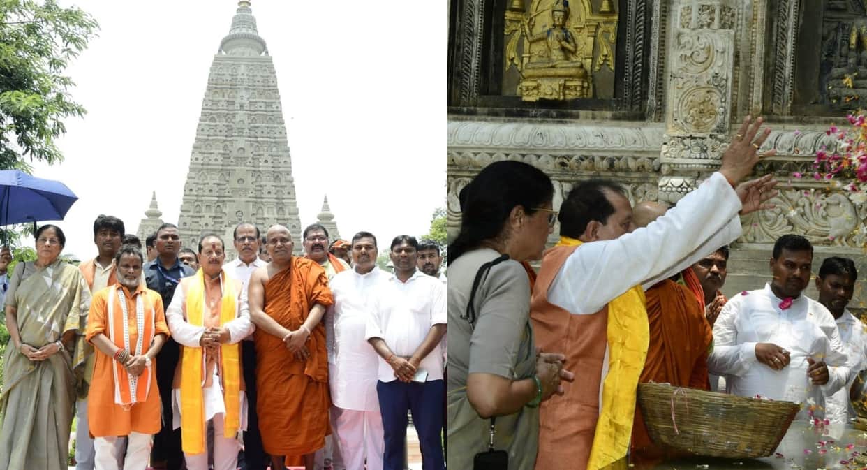 Bihar Deputy CM Vijay Kumar Sinha Visits Mahabodhi Temple on His Birthday
