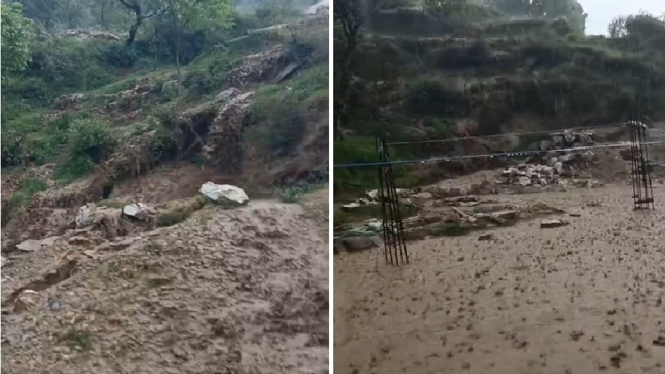 Debris came from the hill with the rain, six mud houses were washed away in Reasi