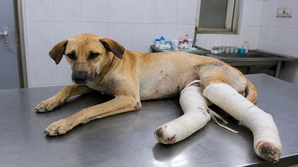 Female dog both legs broken