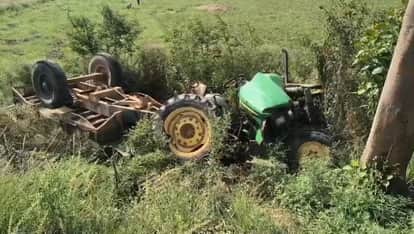 Kanpur Dehat Accident Tractor overturns after colliding with two dumpers laborer died and two others injured