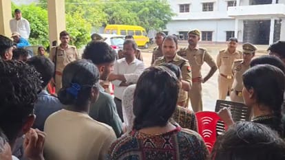 Cheating in nursing exam Students protested outside center while sitting rain security forces arrived