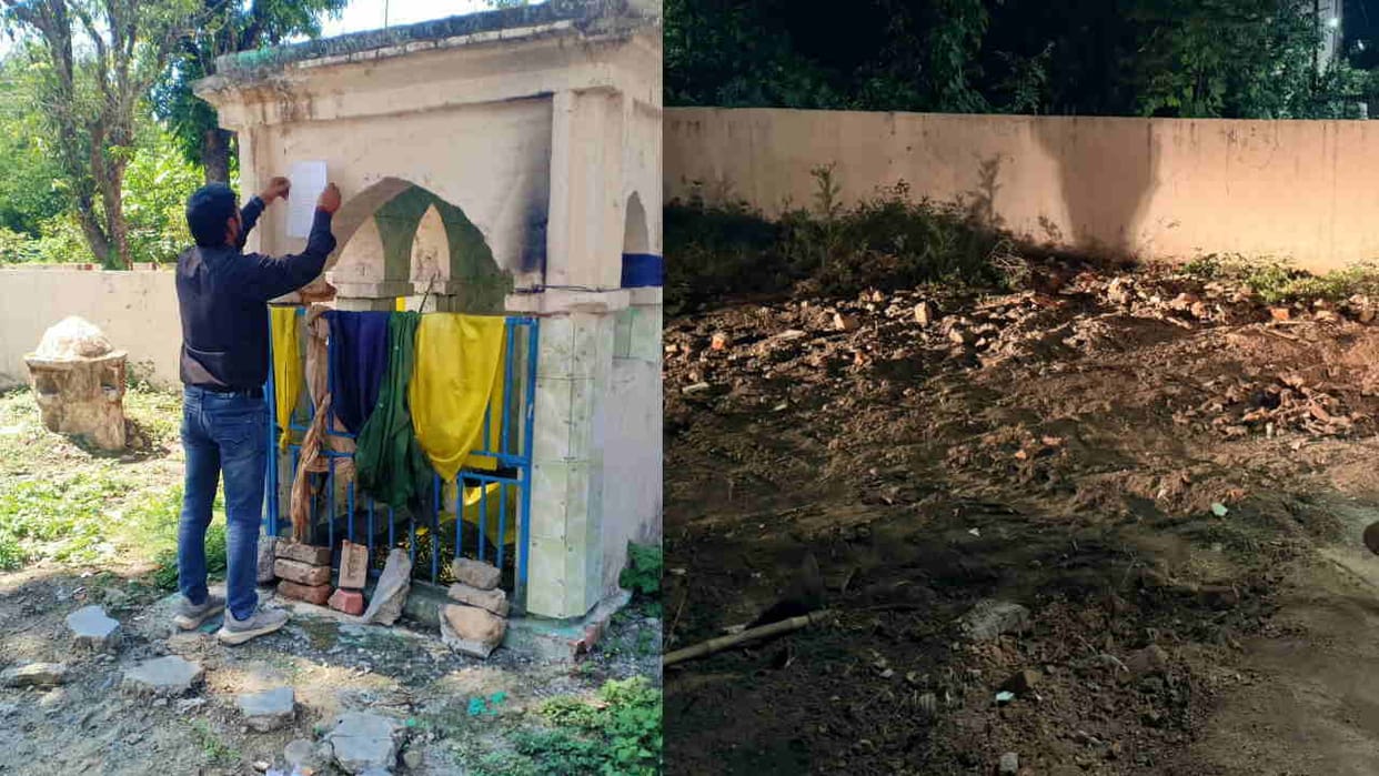 Bulldozer used on illegal shrine in posh VIP colony Dehradun Dhami Government Action