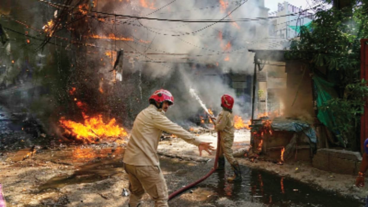 Fire broke out at furniture market in the S-Block, Mangolpuri.