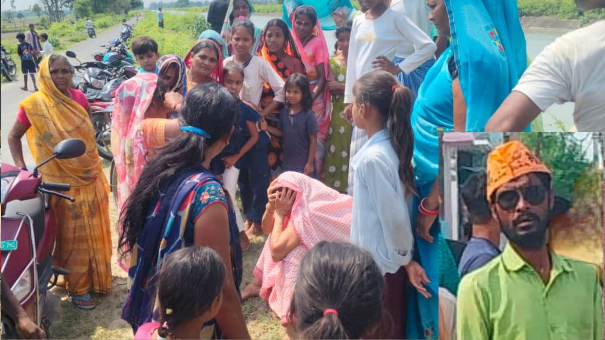The body of Krishna Dwivedi, who jumped into a canal and was father of three sons, was found in Maharajgang