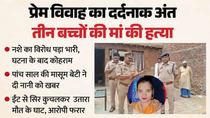 Truck driver kills wife by attacking her with brick in front of their children in moradabad