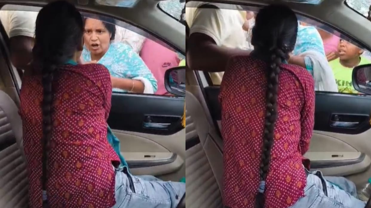 wife caught husband with girl in car create ruckus on road in Bareilly