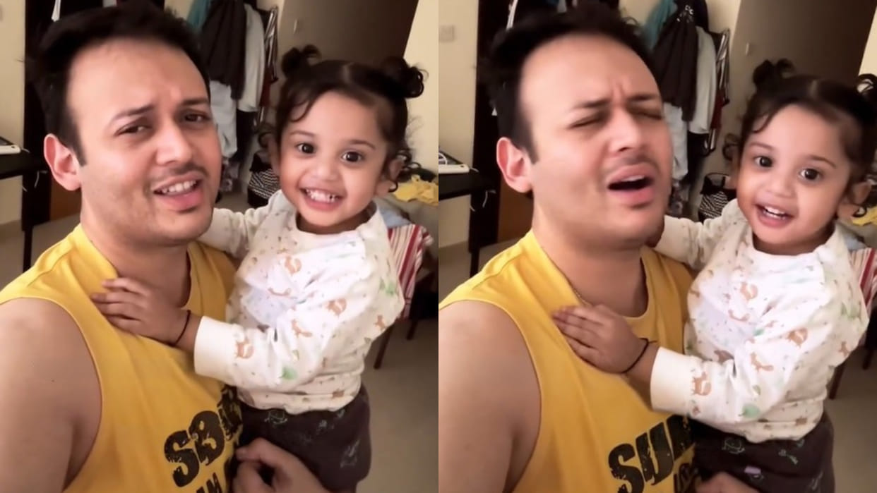 Father and little daughter sing dil dooba song video goes viral on social media