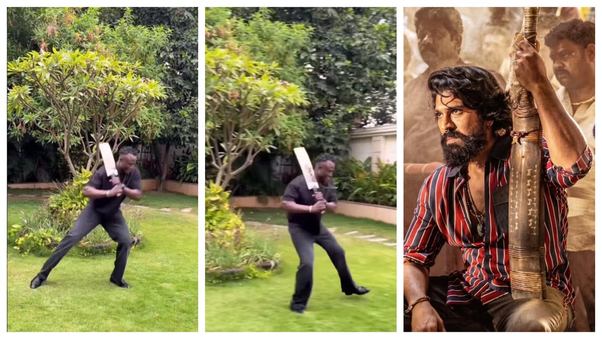 ram charan bodyguard kevin kunto peddi fever shows off amazing cricket moves in chikri chikri song style