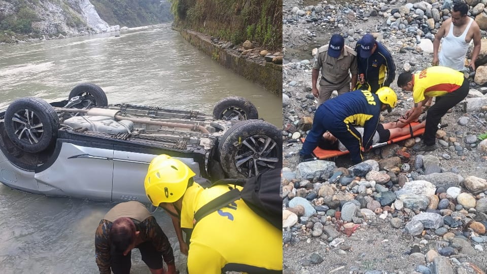 Rudraprayag Accident Car carrying pilgrims from Bengal to Kedarnath plunges into river near Tilwara