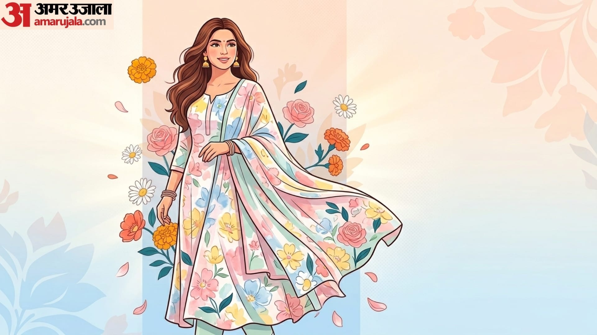 trendy style of cotton suit with image for summer season