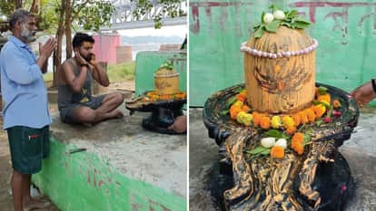 2500 साल पुराने शिवलिंग की पूजा करते स्थानीय लोग।